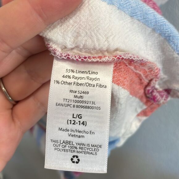 Time and Tru Vertical Stripe Cinched Waist Dress in Magenta Quartz Stripe Large - Picture 5 of 10